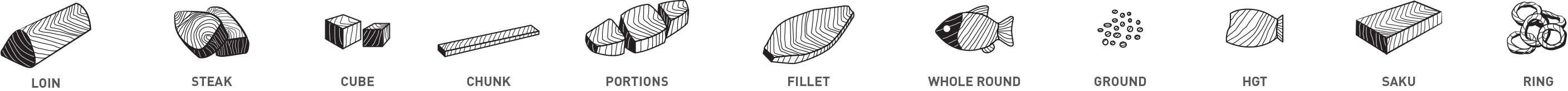 ikan tuna segar tersedia dalam potongan